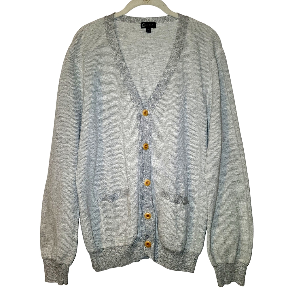 J.Crew V-neck Button Down Ribbed Cardigan | Patchwork Pockets Size Large